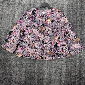 Y2K Charter Club Paisley Print Woman 2X Button Front Long Sleeve Lined Jacket